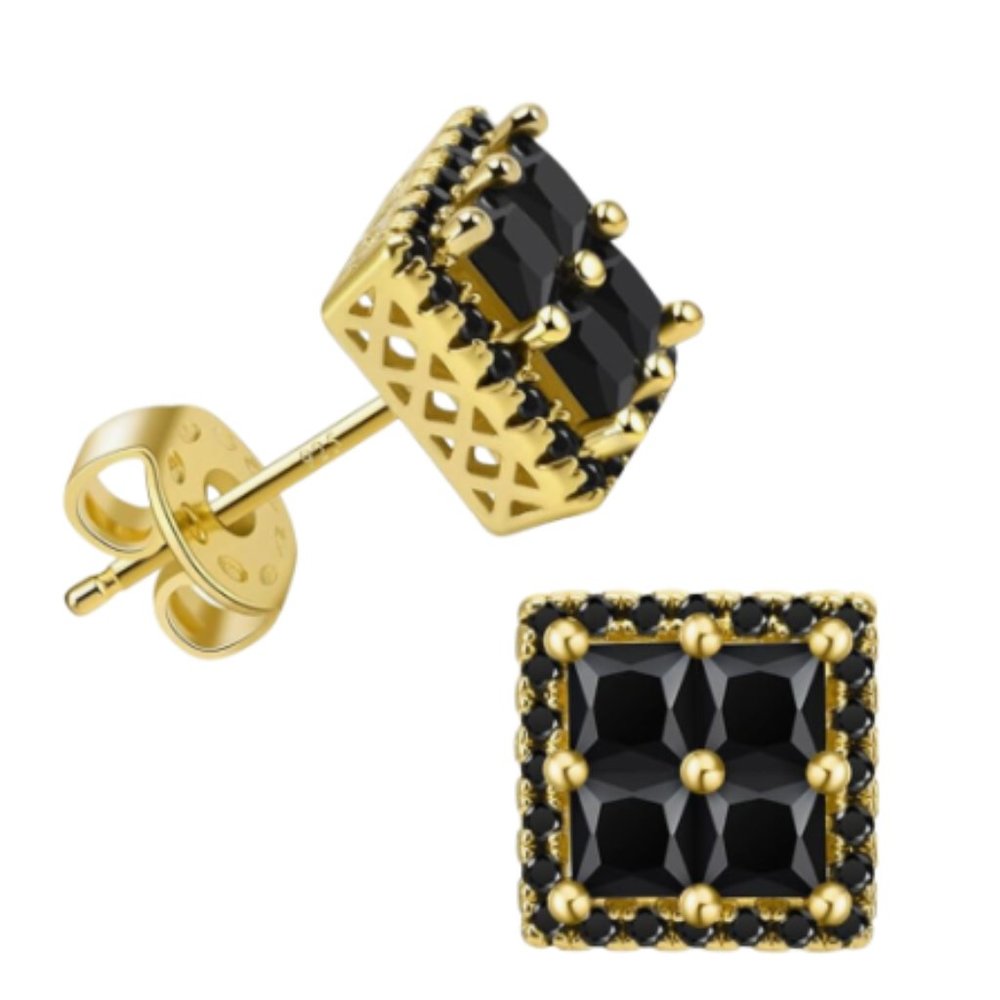 Gold Plated Stud Earrings with Cubic Zirconia Stones